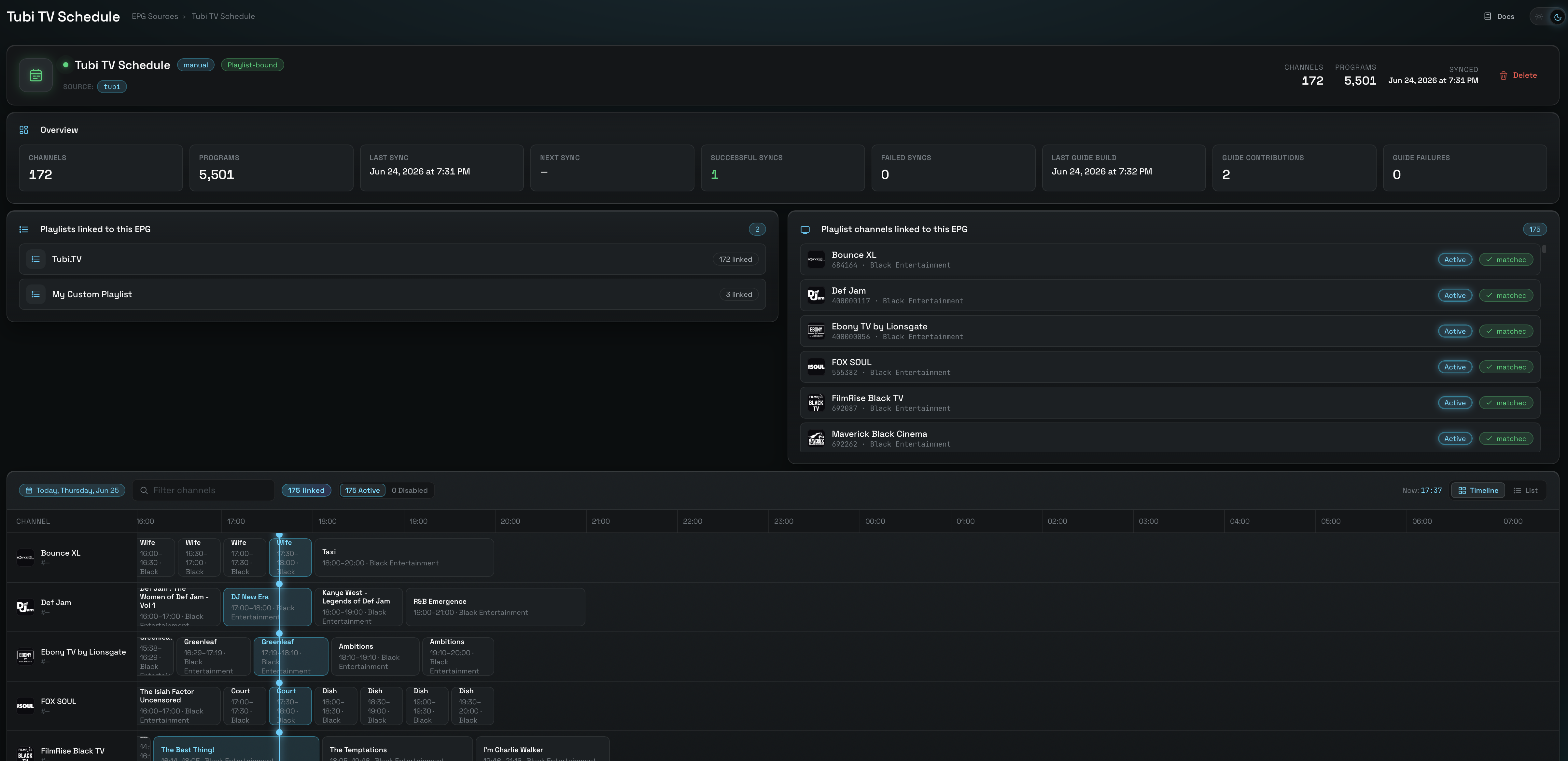EPG Source detail
