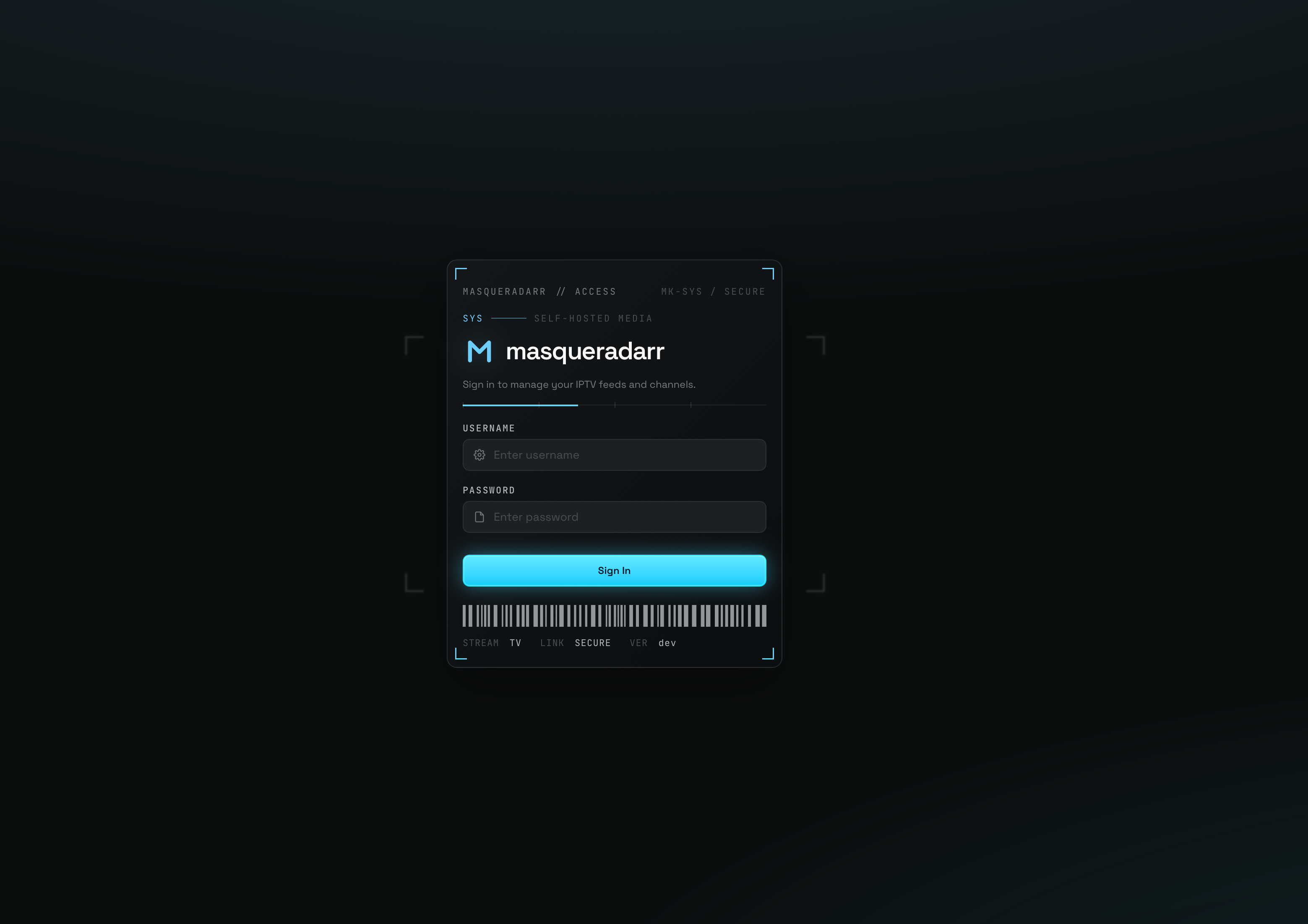 Login screen